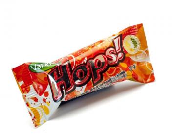 Braškių skonio glaistytas sūrelio desertas "Hops!"