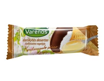 Varėnos varškytės desertas vafliniame ragelyje kondensuoto pieno skonio